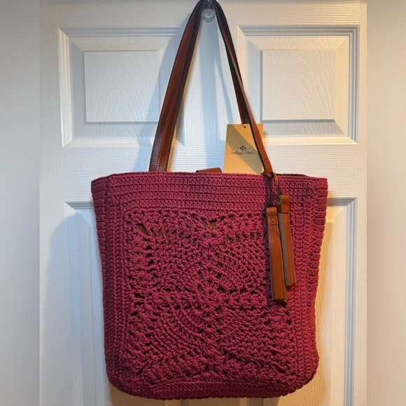 NWT Patricia Nash Crochet Collection Naomi Bag in Old Rose •with dust bag - Picture 2 of 5